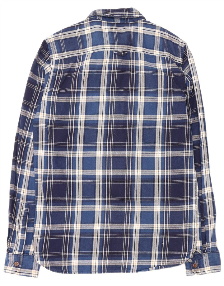 SUPERDRY Męska koszula flanelowa w małą niebieską kratkę, bawełniana