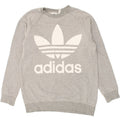 ADIDAS Womens Oversized Graphic Sweatshirt Jumper UK 8 Small Grey Cotton Vintage Adidas and Second-Hand Adidas from Messina Hembry 