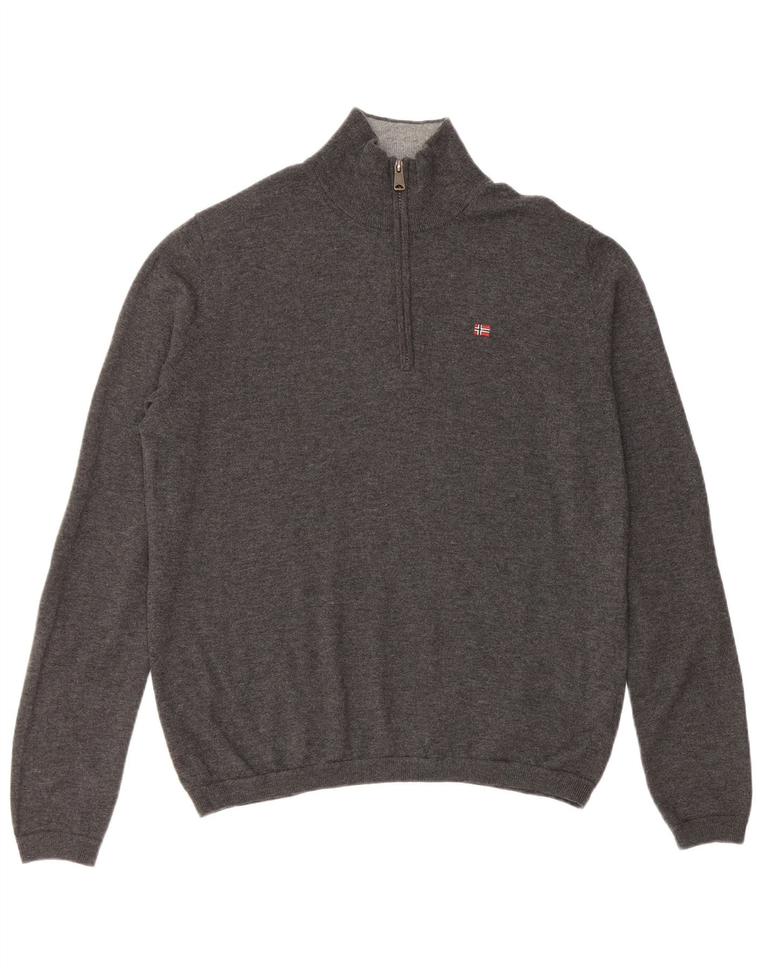 Męski sweter NAPAPIJRI Geographic z zamkiem błyskawicznym, średnioszary, z wełny merynosów