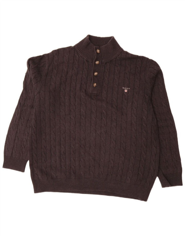 Męski sweter zapinany na guziki Gant 2XL, czarny, bawełniany