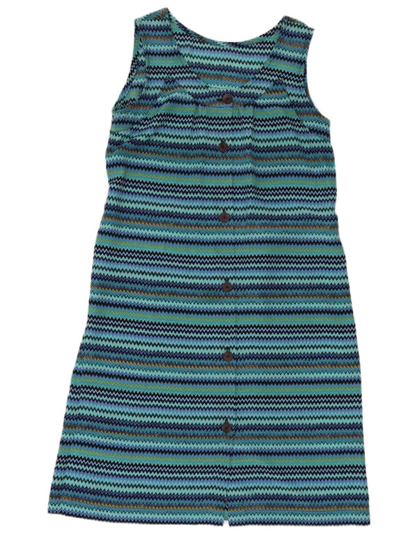 Vintage damska sukienka typu shift bez rękawów UK 14 w średnie niebieskie paski