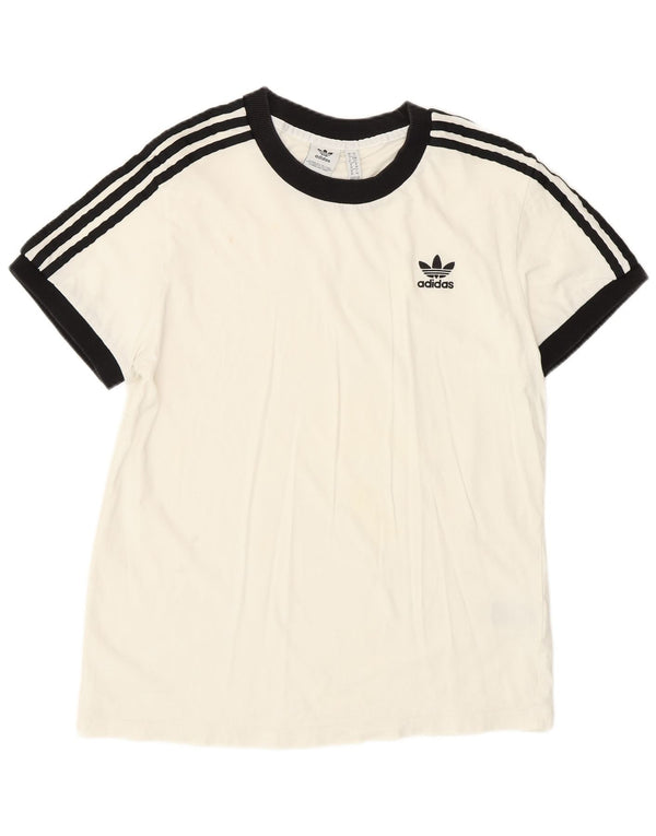 Damska koszulka Adidas Top UK 10 Small White Striped Cotton