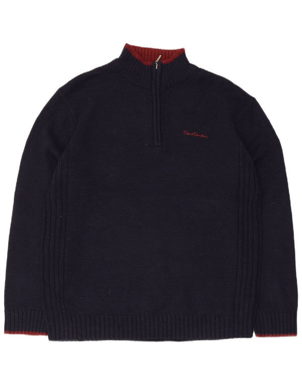 Męski sweter Pierre Cardin z zamkiem błyskawicznym, duży, granatowy, akrylowy