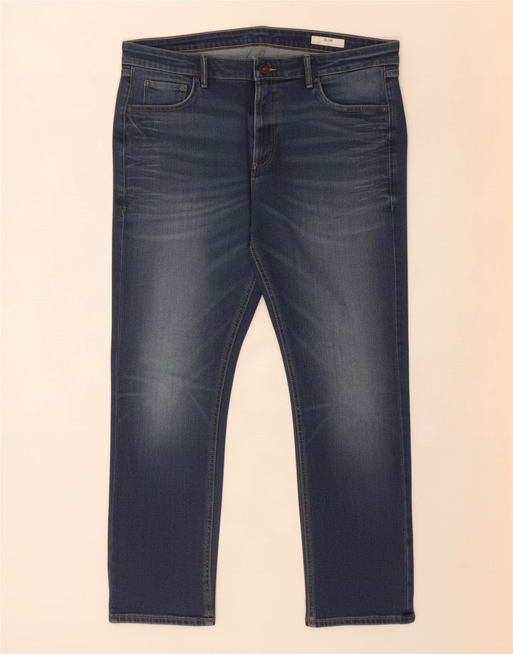 Marks & Spencer Męskie jeansy slim W38 L29 Niebieskie bawełniane