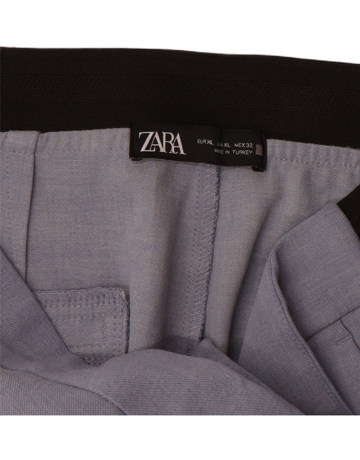 Damskie proste spodnie chino Zara XL W32 L27 Niebieski poliester