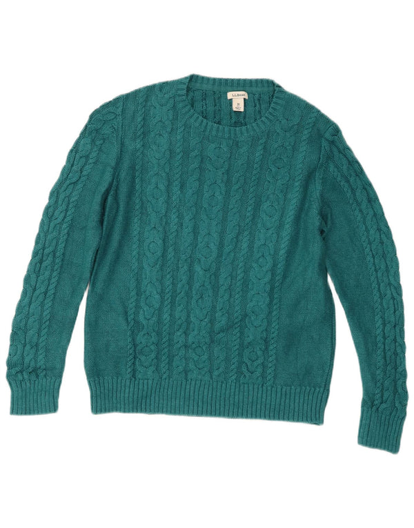 Damski sweter L.L.Bean z dekoltem w łódkę, UK 12, średni turkusowy bawełniany