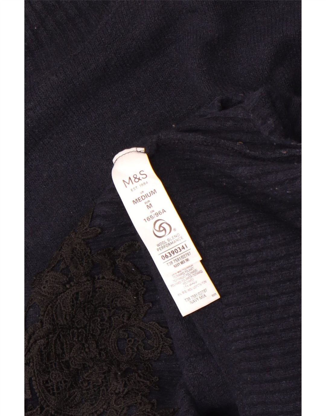 Marks & Spencer Damski sweter z golfem UK 14, średni granatowy
