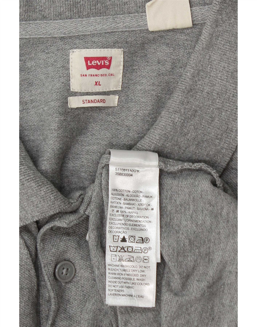 Męska standardowa koszulka polo Levi's XL, szara bawełna