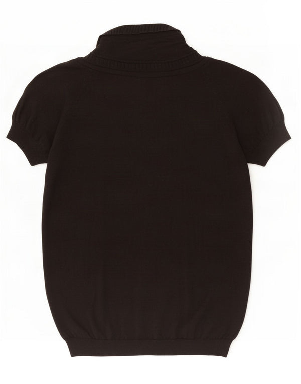 Damska bluzka z krótkim rękawem Armani Jeans Top UK 10 Small Black Silk