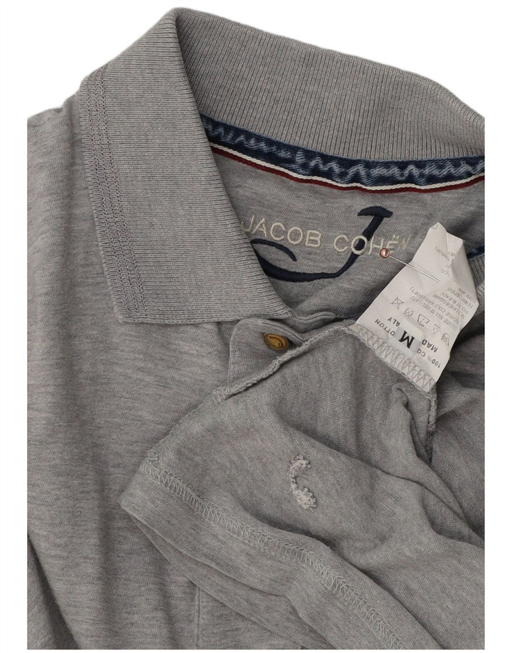 Męska koszulka polo z długim rękawem JACOB COHEN Średnioszara, bawełniana w plamki