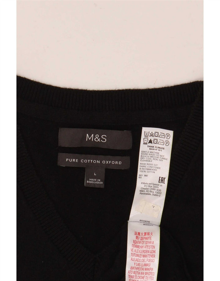 Marks & Spencer Męski podkoszulek z kamizelką, duży, czarny, bawełniany
