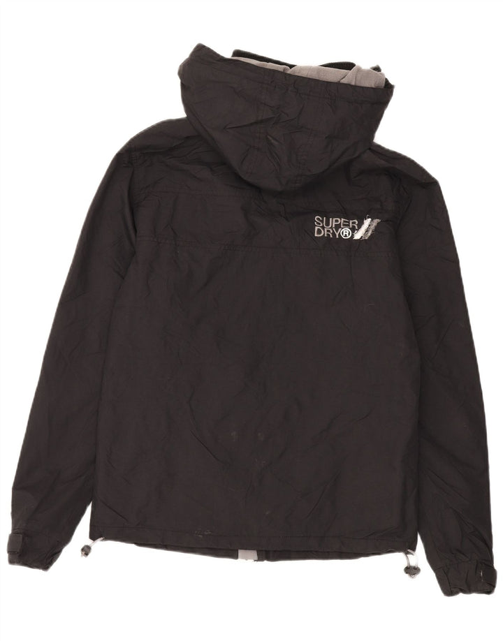 Damska kurtka wiatrówka z kapturem Superdry UK 14, średni czarny nylon