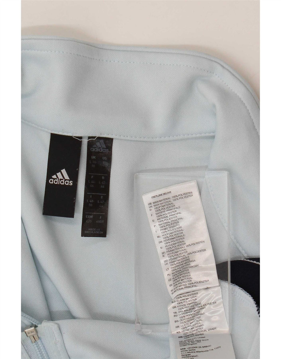 Damska kurtka dresowa Adidas UK 16/18, duża, niebieska, z blokami kolorów