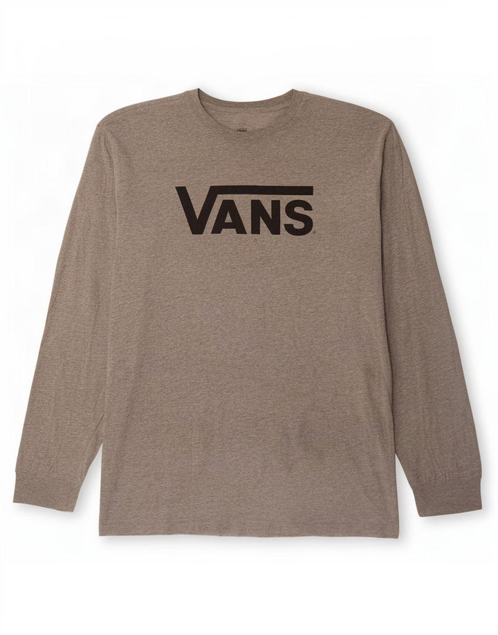 Męski top Vans o klasycznym kroju z grafiką, z długim rękawem, duży, szary, z bawełny w cętki