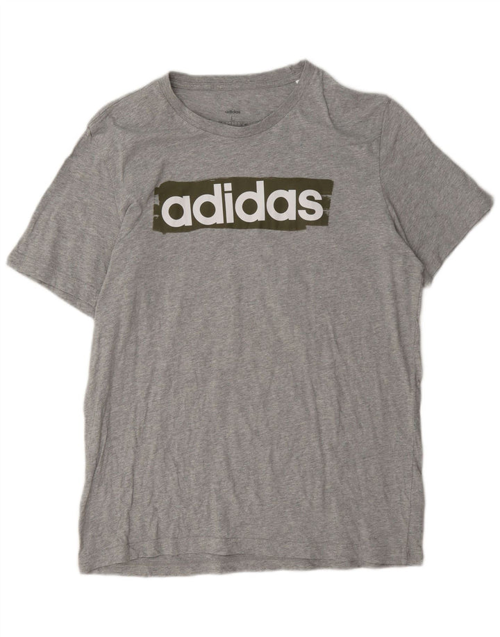 Męska koszulka z grafiką Adidas, duża, szara, bawełniana