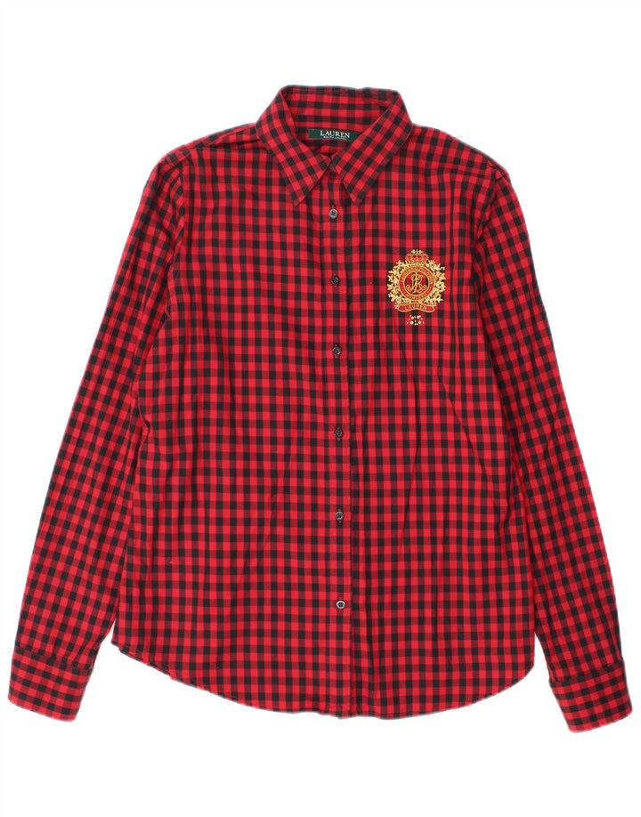 Koszula damska Ralph Lauren UK 14, średnia czerwona bawełniana kratka
