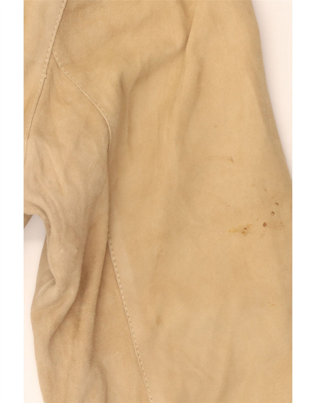 Zamszowy płaszcz damski VINTAGE IT 46, duży, beżowy, skórzany