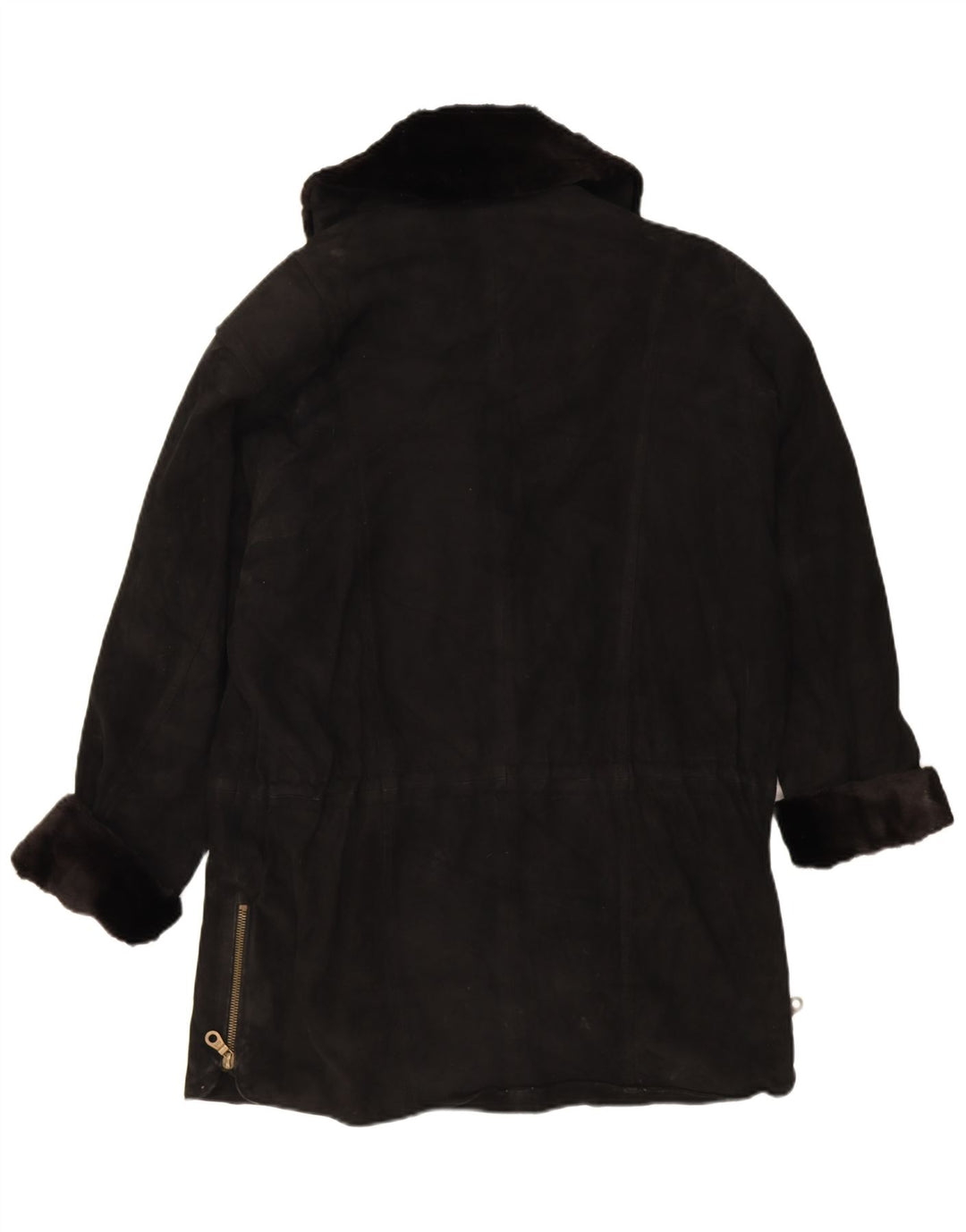 Vintage damski zamszowy płaszcz oversize EU 38 średniej czarnej skóry