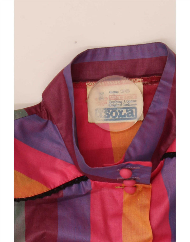Bluzka damska z krótkim rękawem w stylu vintage, EU 38, średnie, wielokolorowe paski