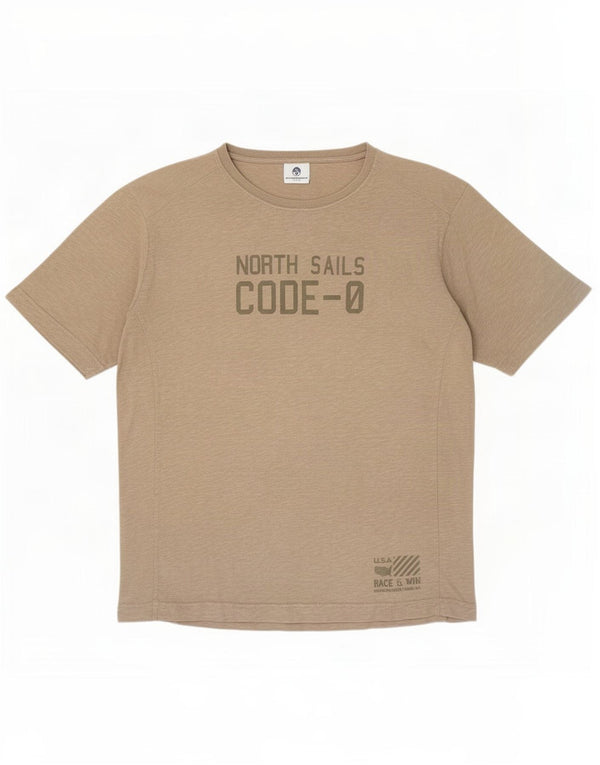 Męski T-shirt z grafiką North Sails, bawełniany rozmiar XL w kolorze khaki