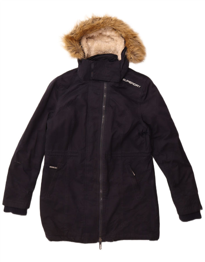 Damska kurtka parka z kapturem Superdry, UK 18 XL, granatowa, poliester