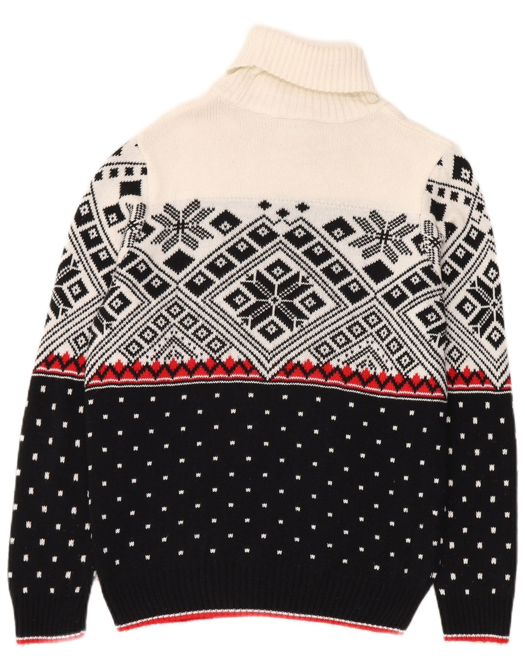 Vintage męski sweter z golfem, mały czarny Fair Isle