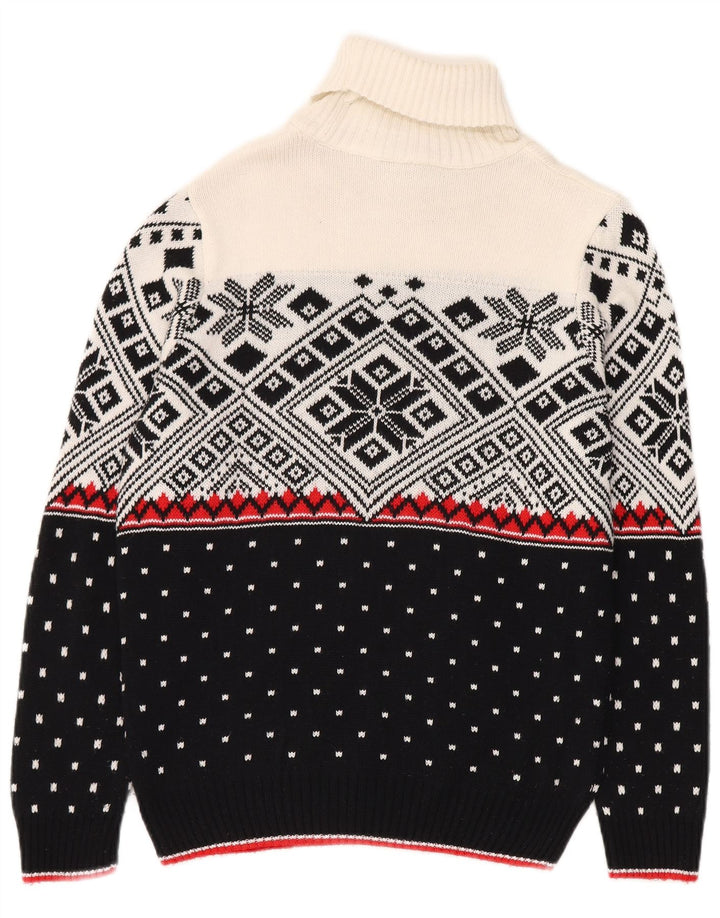 Vintage męski sweter z golfem, mały czarny Fair Isle