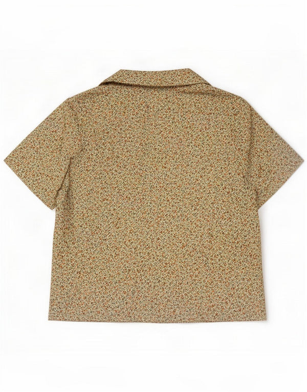 Vintage damska koszula z krótkim rękawem UK 14 Medium Beige Floral