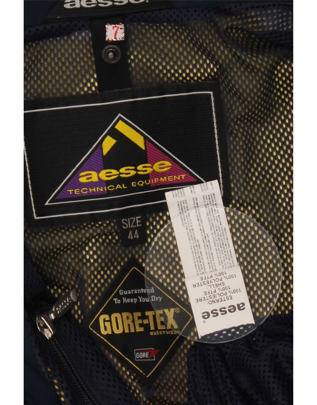 Damska kurtka przeciwdeszczowa z kapturem Gore-Tex Aesse IT 44, średni granatowy poliester