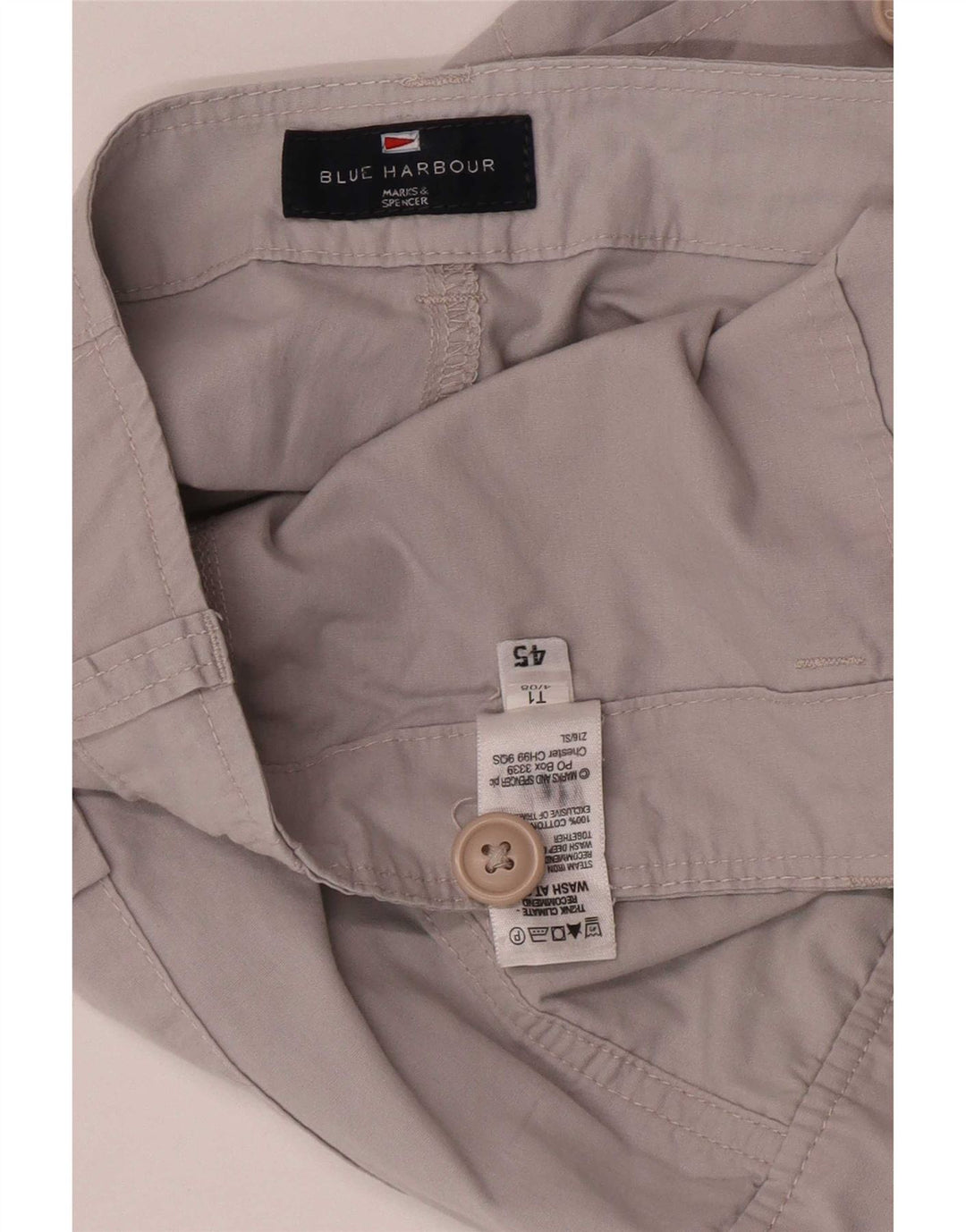 Marks & Spencer Męskie niebieskie spodenki cargo W36, duże, szare, bawełniane