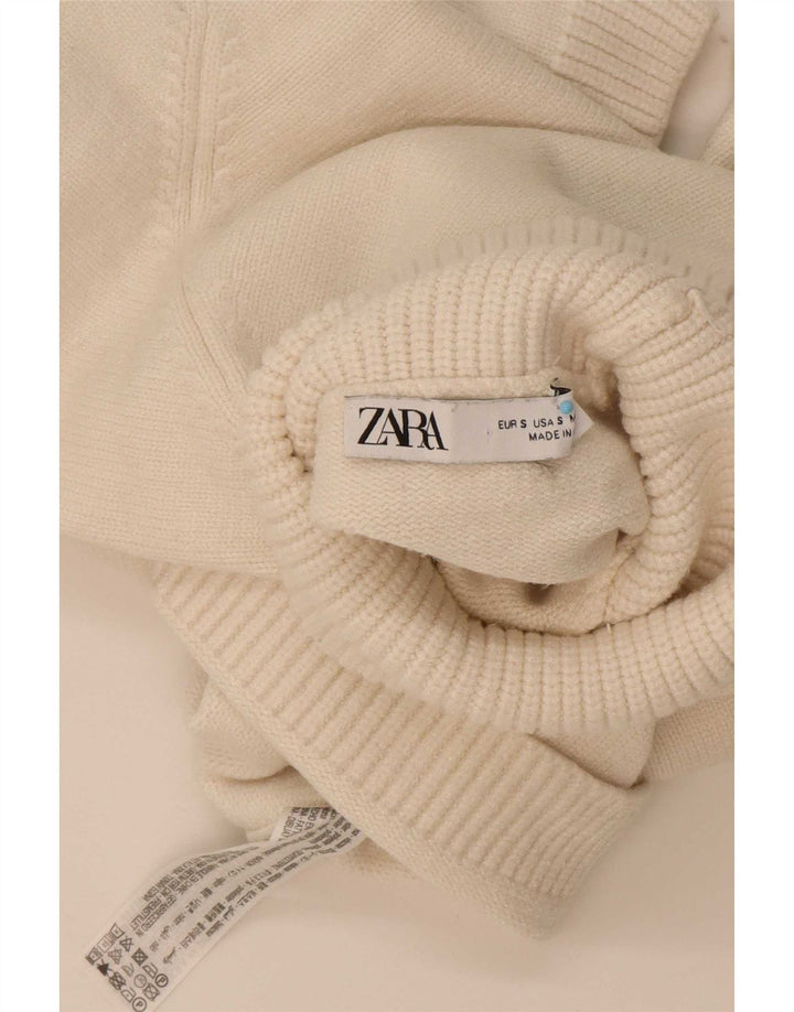 Damski sweter Zara Crop Oversize z golfem UK 10 Small Off White
