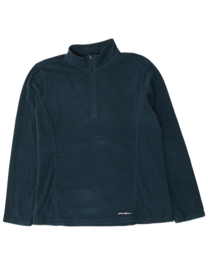Damski sweter polarowy Eddie Bauer z zamkiem błyskawicznym UK 16, duży niebieski poliester