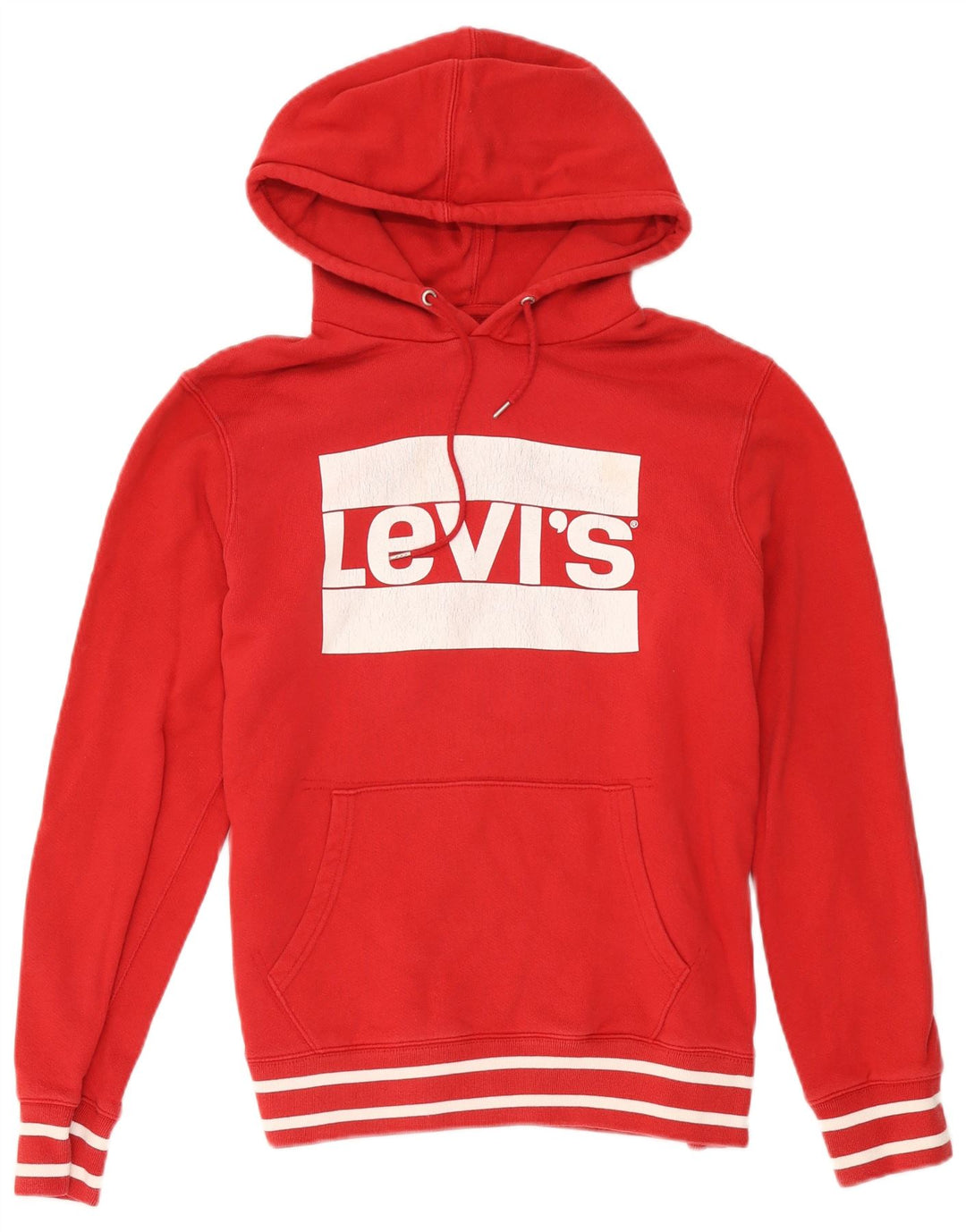 Męski sweter z kapturem i grafiką Levi's, bawełniany, w kolorze średniej czerwieni