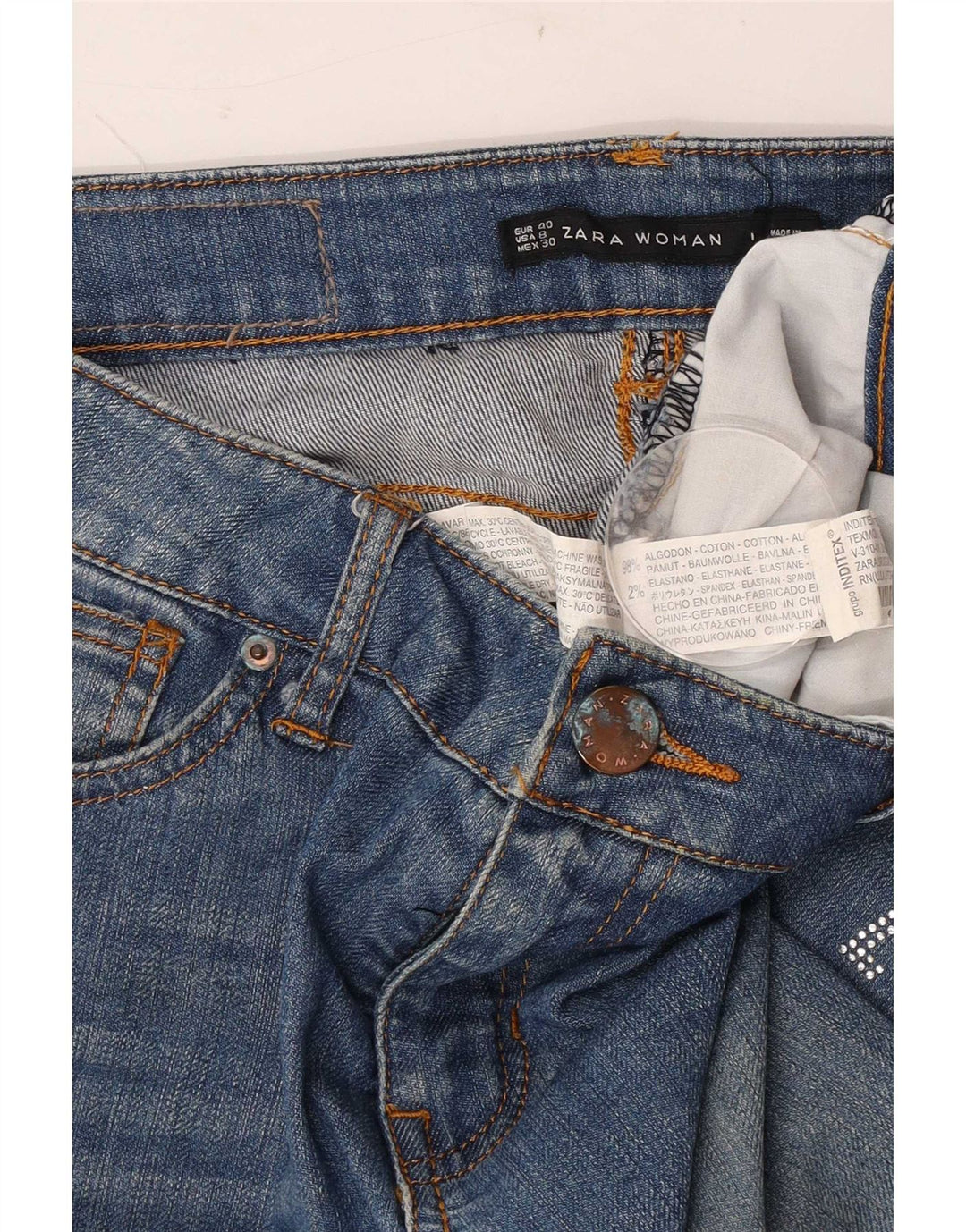 Damskie jeansy Bootcut Zara EU 40 Medium W30 L30 Niebieskie bawełniane