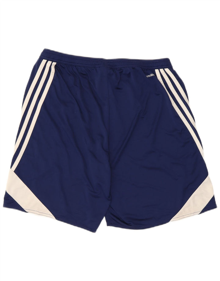 Męskie spodenki sportowe Adidas Climalite, duże, granatowe, z blokami kolorów, poliestrowe