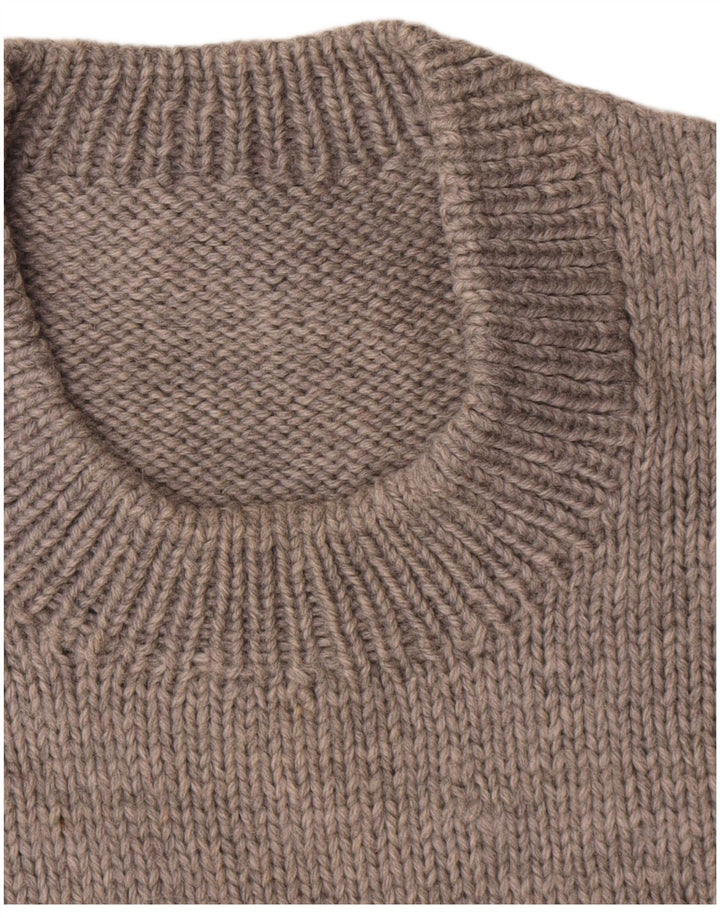 Vintage damski sweter z okrągłym dekoltem UK 14 w średnie szare paski