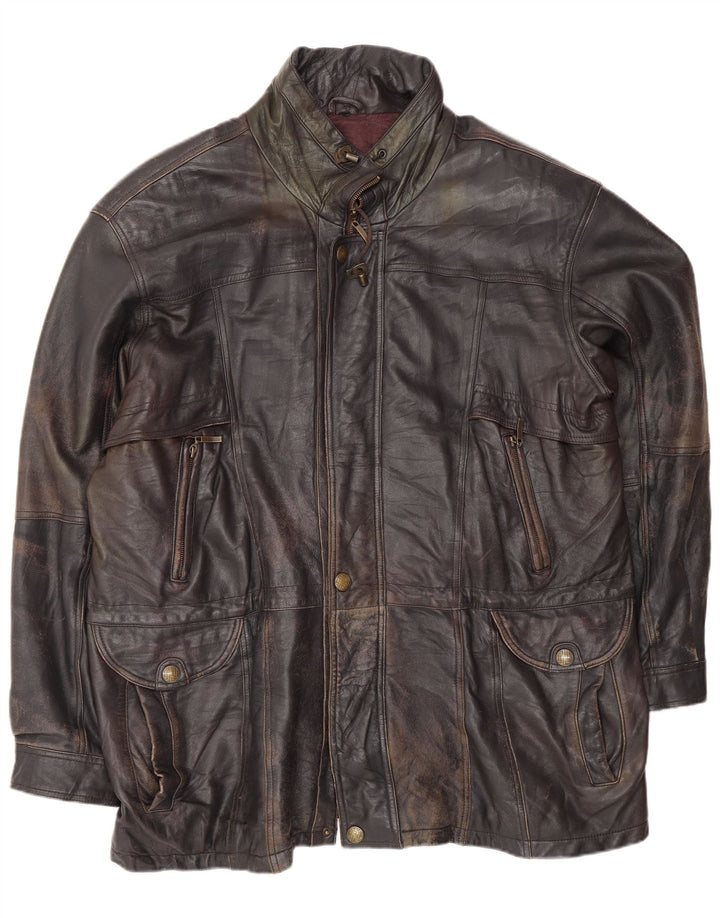 Vintage męska skórzana kurtka UK 44 2XL czarna skóra