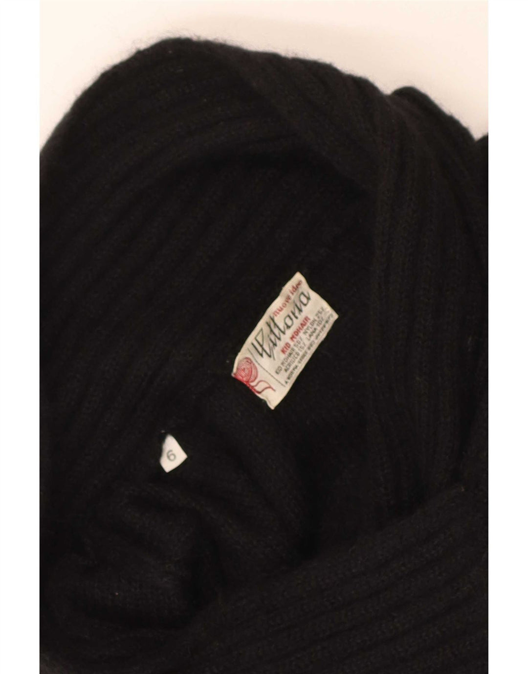 Sweter damski w stylu vintage z szalowym dekoltem US 6, średni czarny moher