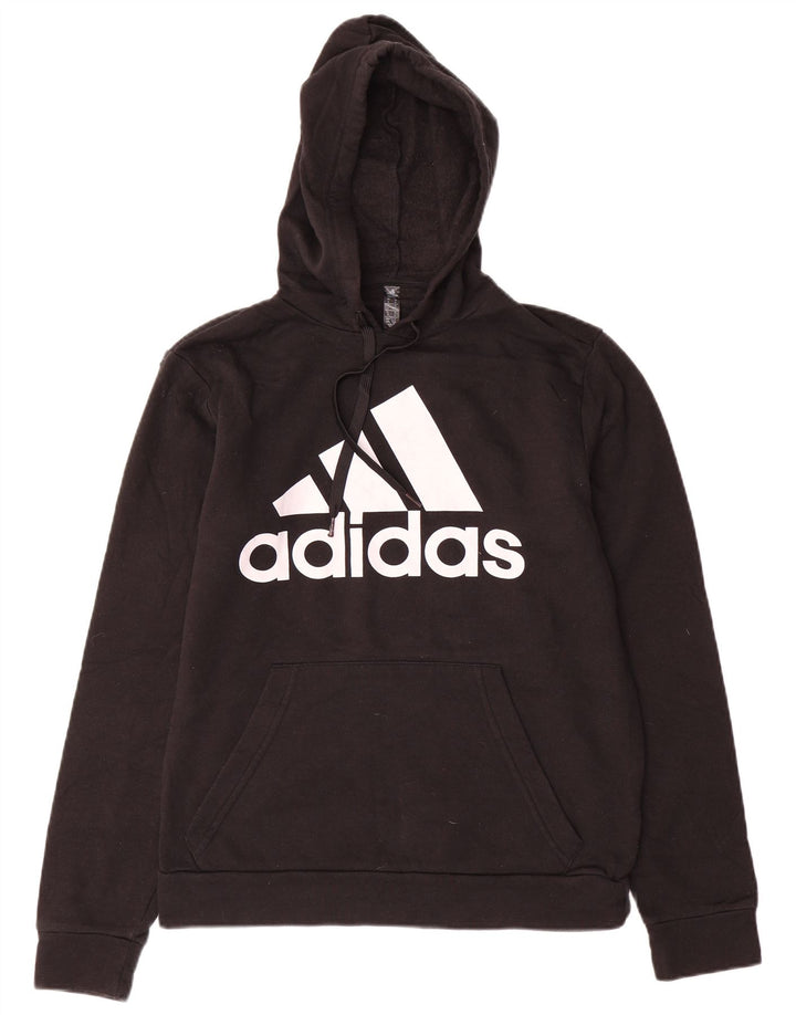 Męski sweter z kapturem ADIDAS z grafiką, mały, czarny, bawełniany