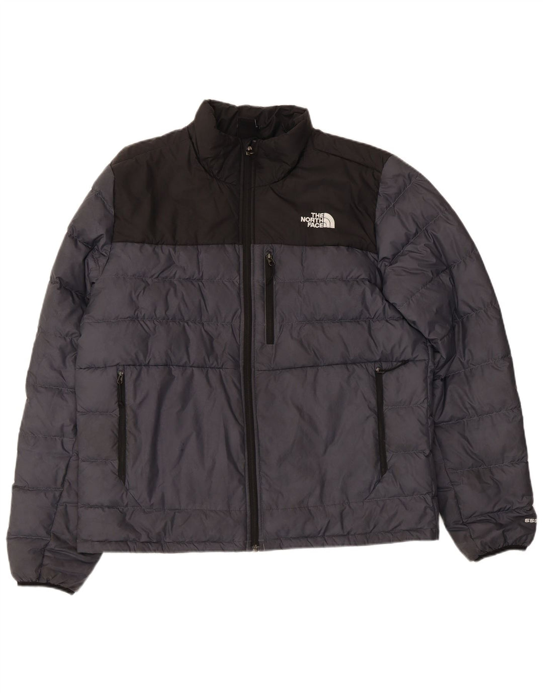 Męska ocieplana kurtka THE NORTH FACE UK 40, duża granatowa, z blokami kolorów