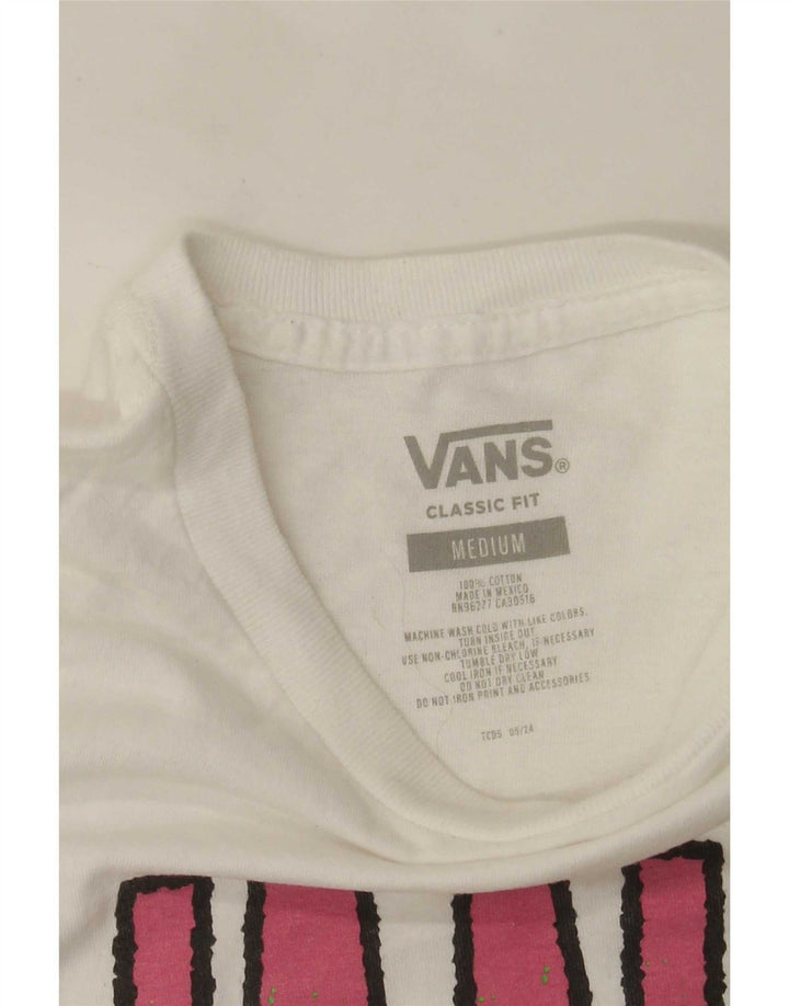 Męski T-shirt Vans o klasycznym kroju z grafiką, średniej wielkości, biały, bawełniany