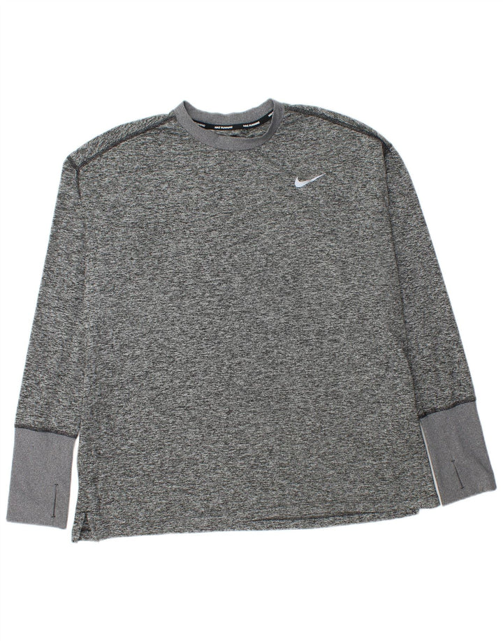 Męska koszulka Nike Dri Fit z długim rękawem XL, szary, nakrapiany poliester