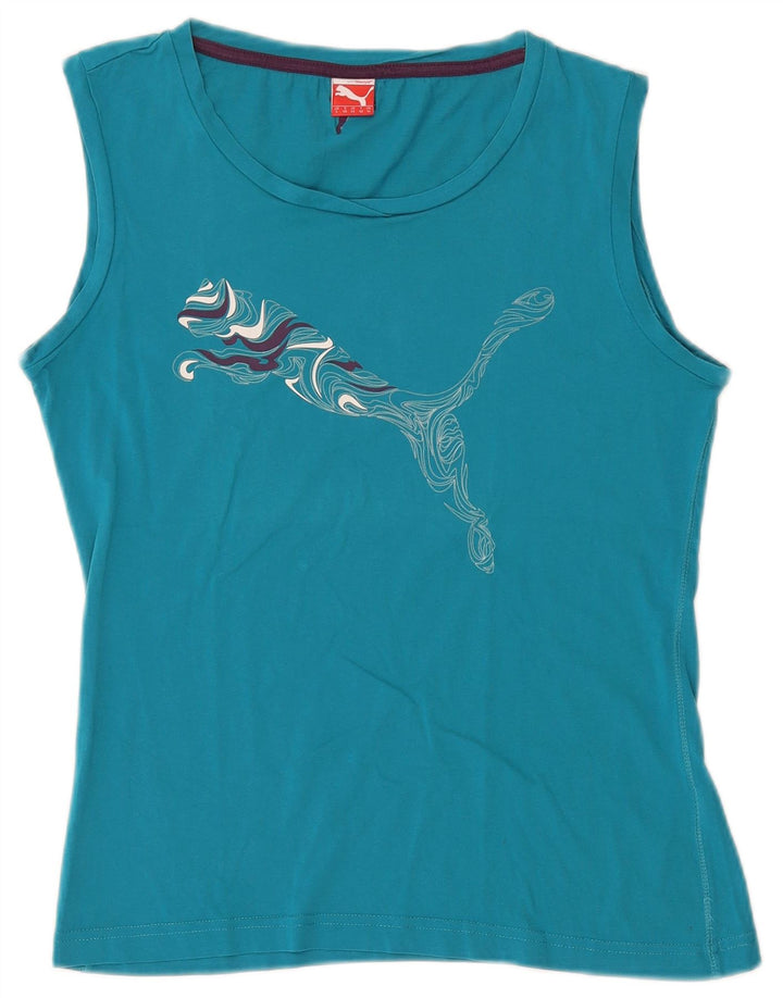 PUMA Womens Graphic Vest Top UK 14 Medium Blue