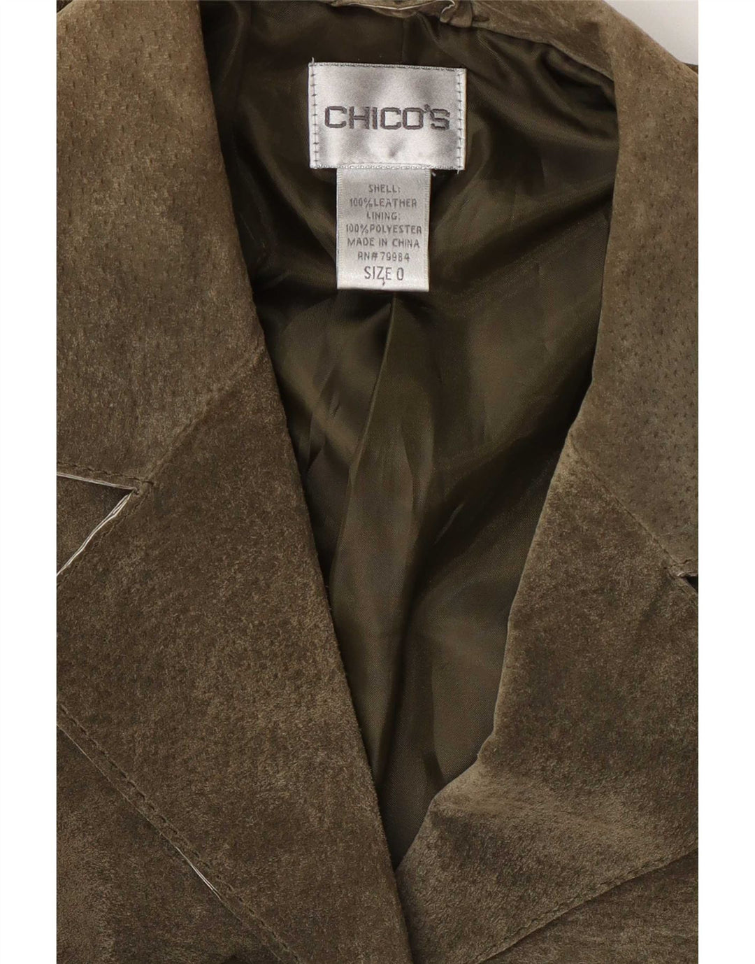 Damska marynarka Chico Oversize zapinana na 3 guziki, zamszowa marynarka US 0 XS, skóra khaki