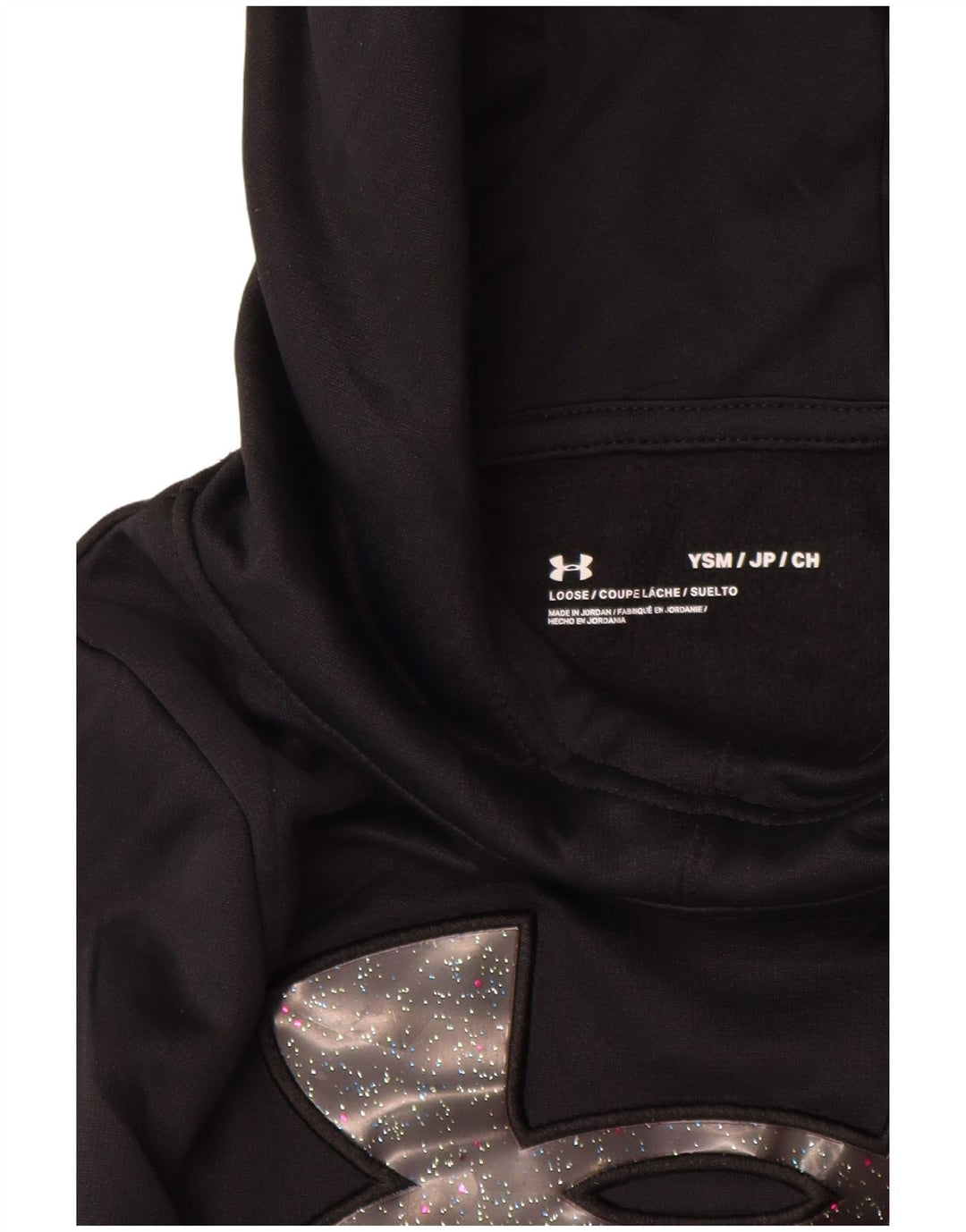 Dziewczęcy sweter z kapturem i grafiką UNDER ARMOUR 7-8 lat, mały, czarny, poliester