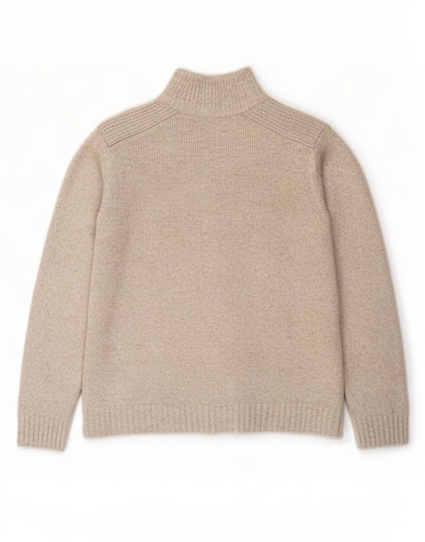 Marks & Spencer Męski sweter rozpinany, duży, beżowy, nakrapiany akryl