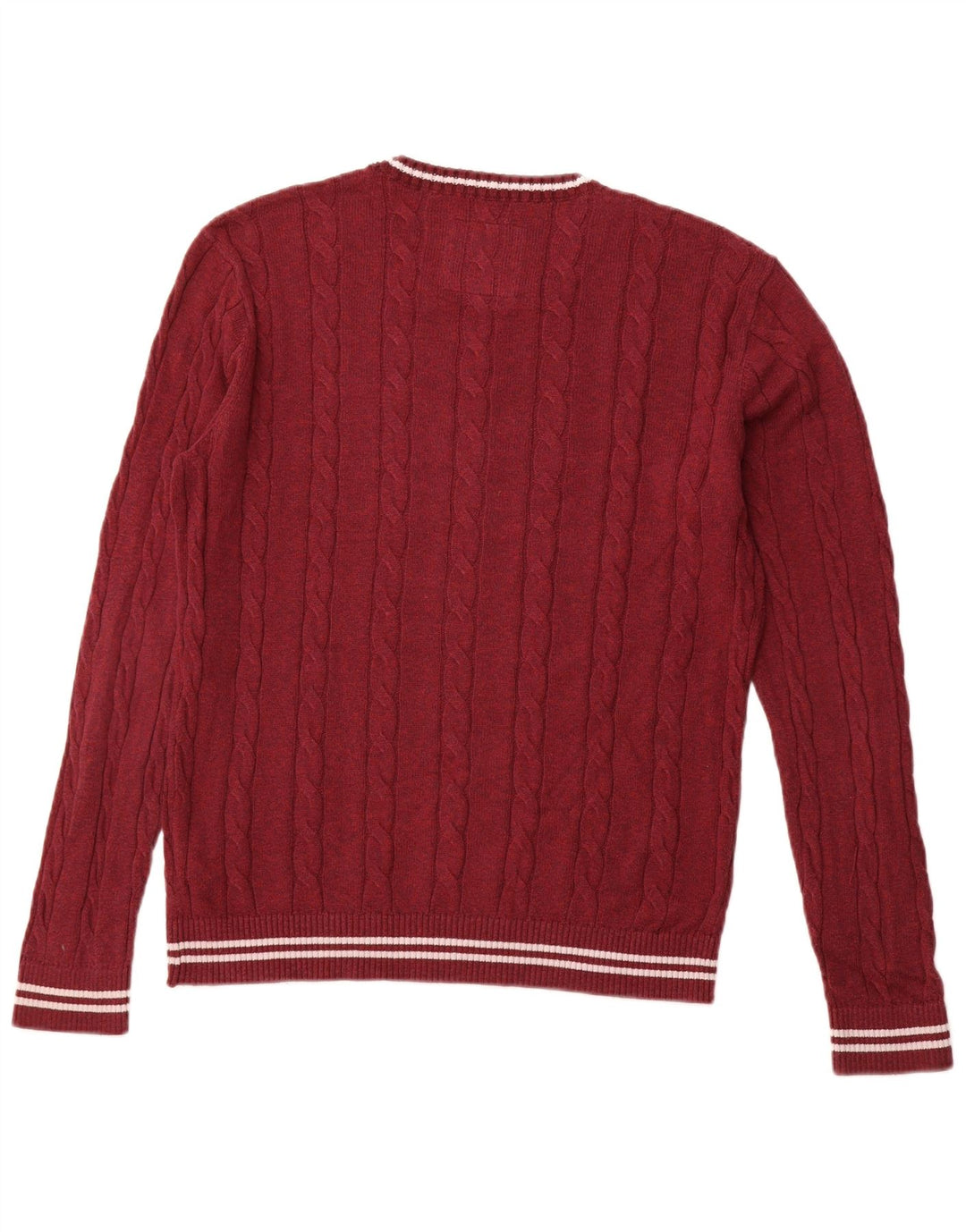 HOLLISTER Męski sweter z okrągłym dekoltem, średniej wielkości bordowa bawełna