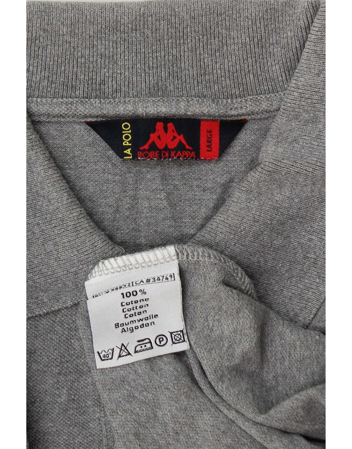 Męska koszulka polo Kappa z długim rękawem, duża, szara bawełna