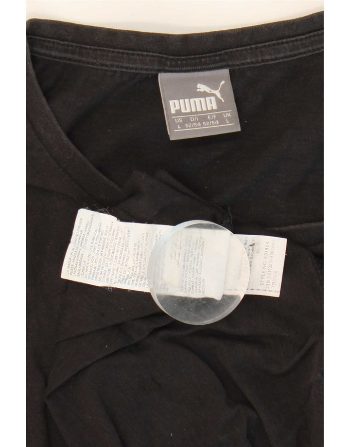 Męski T-shirt z grafiką Puma, duży, czarny, bawełniany