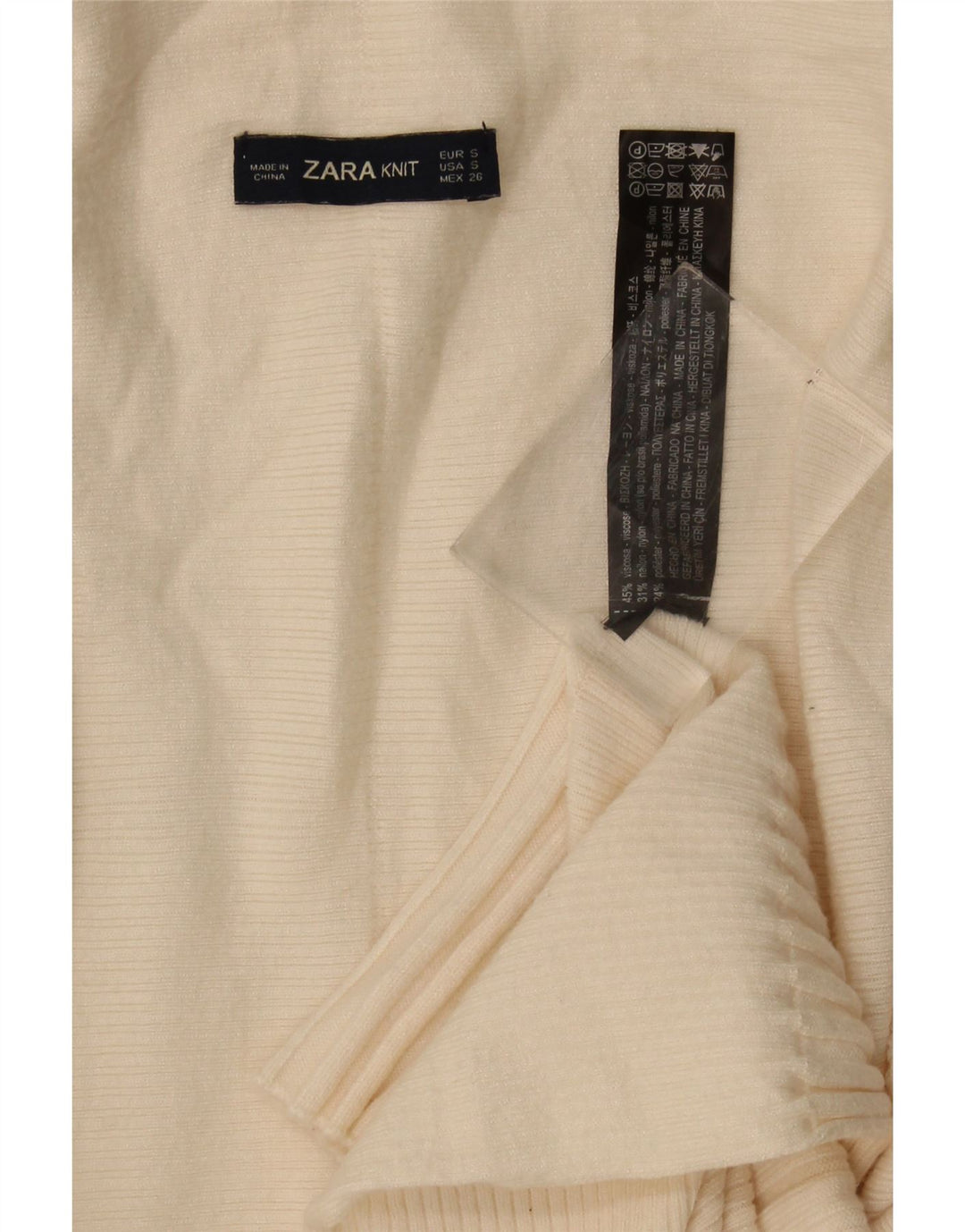 Damski sweter oversize z długimi rękawami i otwartym kardiganem Zara UK 10 Small Beige